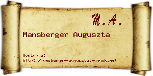 Mansberger Auguszta névjegykártya